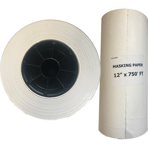 Poly Coated 12" Masking Paper, WHITE, 750ft. - Jerzyautopaint.com